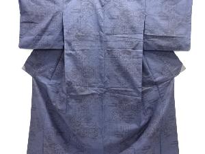 亀甲に松竹梅模様織出し本真綿結城紬80亀甲着物